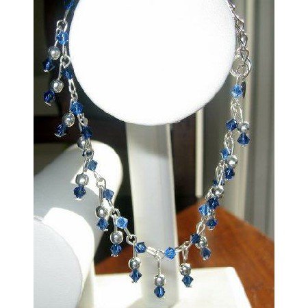 TB207 Sapphire Crystals Bracelet Hand Made