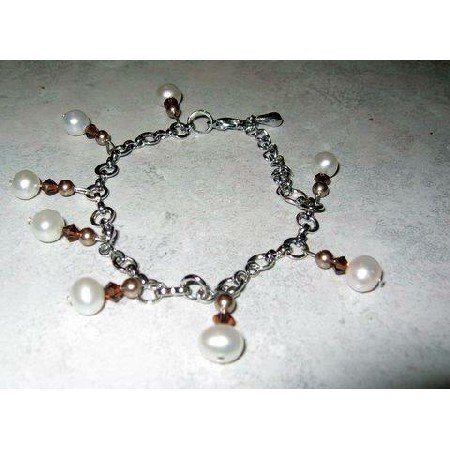 TB209 Exquisite and Elegant Bracelet in Pearls and Swarovski Crystals