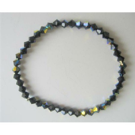 TB563 AB Jet Swarovski Crystals Stretchable Bracelet Genuine Swarovski Crystals Bracelet