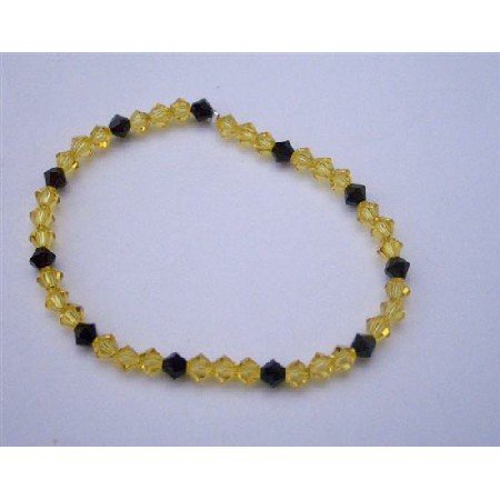 TB355 Dark Joquil Crystals And Jet Swarovski Crystals Stretchable Bracelet
