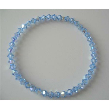 TB363 Lite Sapphire Swarovski Crystals Stretchable Bracelet Genuine Swarovski Crystals