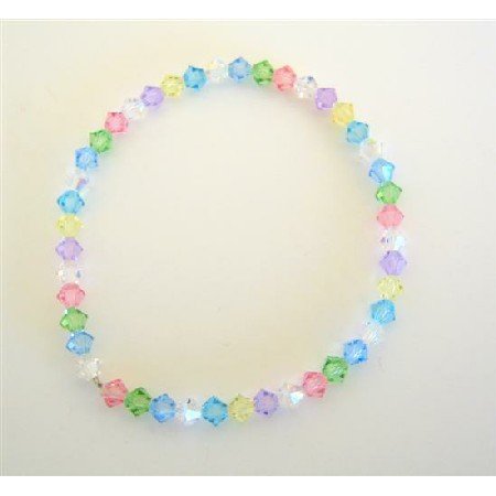 TB322 Genuine Multi Swarovski Crystals Stretchable Bracelet