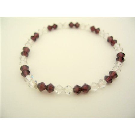 TB317 Swarovski Crystals Jewelry Amethyst & AB Crystals Stretchable Bracelet