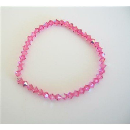 TB315Pink Crystals Stretchable Bracelet Genuine Swarovski AB Fuschia Pink Crystals Bracelet