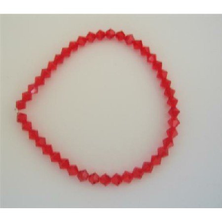 TB311 Siam Red Swarovski Crystals Stretchable Bracelet