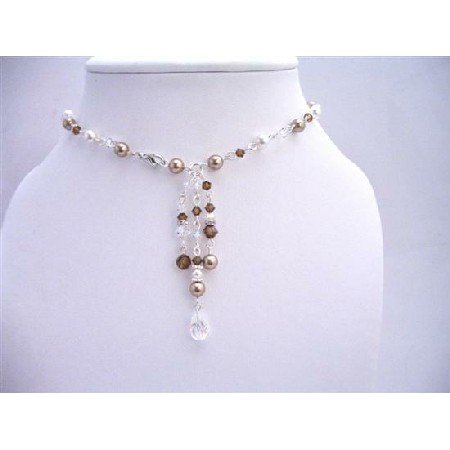 BRD648Necklace Jewelry Handmade Back Drop Bridal Bridemaids Pearls Crystals Custom Jewelry