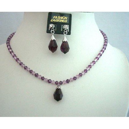 NSC341 Swarovski Amethyst Crsytal Jewelry Handcrafted Custom Crystals Jewelry