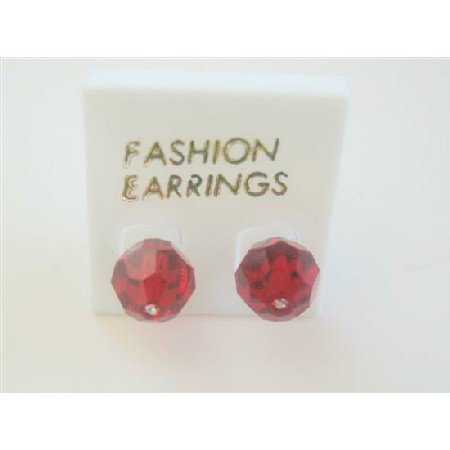 ERC391 Crystals Stud Earring Siam Red Swarovski Crystals Stud Earrings