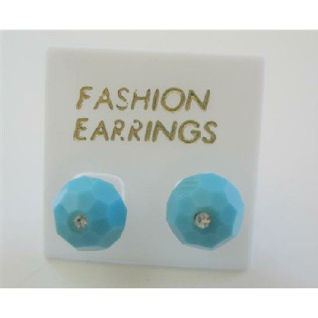 ERC396 Turquoise Swarovski Crystals Stud Earring