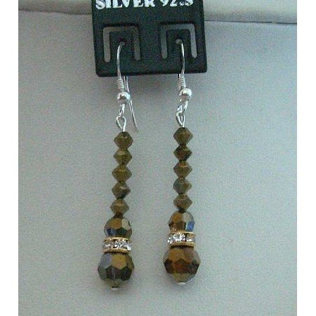 ERC130 Genuine New Swarovski AB Dorado Crystals Earrings Sterling Silver French Wire Earrings