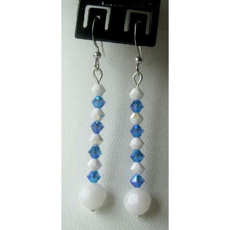 ERC166New Genuine Swarovski Crystals Earrings Sterling Silver French Wire Earrings