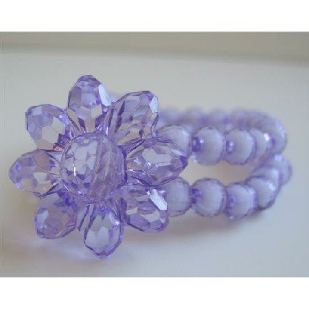 UBR122 Purple Simulated Crystals Flower Double Stranded Stretchable Bracelet