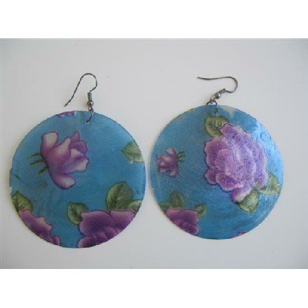 UER117 Fashion Round Mop Shell Earrings Painted Shell Earrings