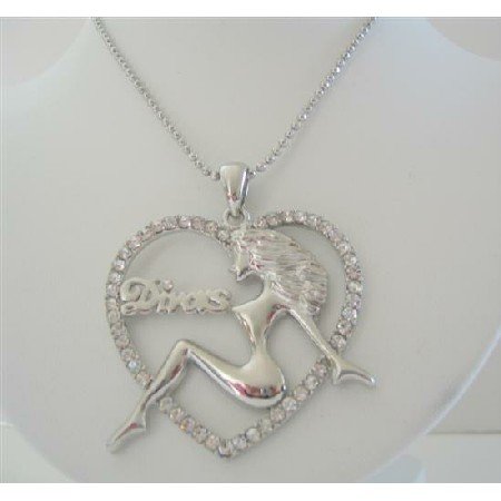 HH136 Hip Hop Divas Heart Cubic Zircon Pendant Hip Hop Shimmering w/ CZ 24 inches Chain