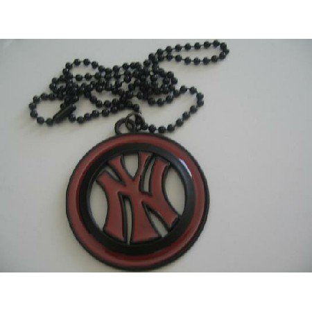 HH080 NY Pendant Hip Hop w/ Black Chain Necklace 24 Inches