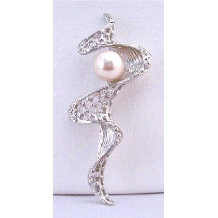 B363 Sleek Long Brooch Diamante Brooch With Pearls Very Stylish Cheap Wedding Brooch