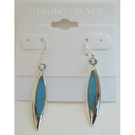 SER021 Inlaid Turquoise Inlaid Sterling Silver Earrings