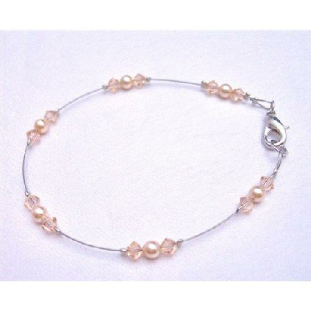 TB780 Peach Dress Matching Jewelry Exclusively Wedding Bridal Bridemaids Bracelet