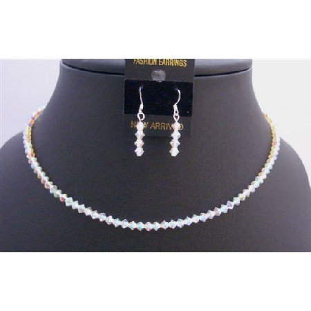 NSC288 Round Neck Necklace String Genuine Swarovski AB 2X Crystals Necklace