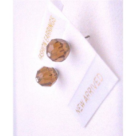 UER321 Swarovski Crystals Stud Earrings Smoked Topaz Brown Crystals Stud Earrings