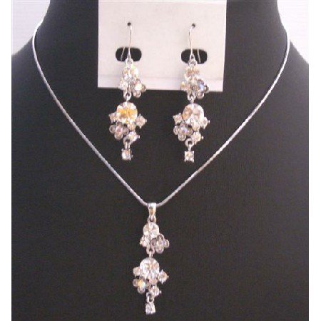 NS725 Hiqh Quality Jewelry Fully Embedded w/Simulated Diamond Jewelry Set