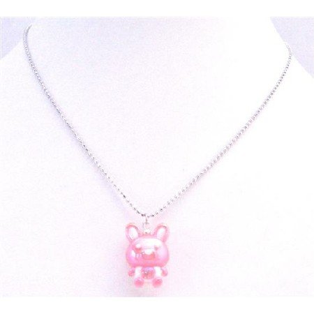 UNE188 Easter Jewelry Rabbit Pendant Easter Bunny Rabbit Cute Pink Rabbit Pendant