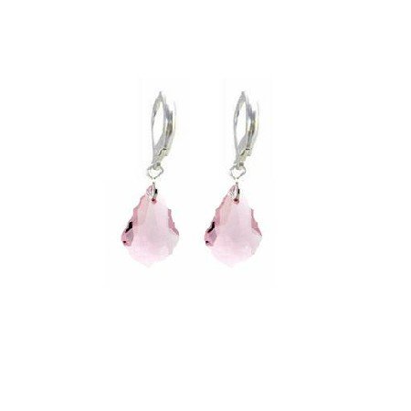 ERC625 Baroque Crystals Multi Faceted Rose Crystals Earrings Sterling 92.5