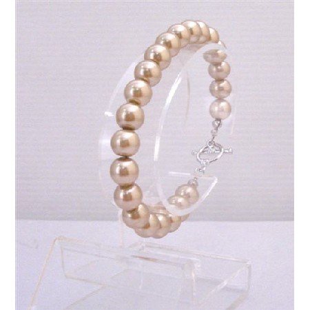 UBR200 Champagne Pearls Toggle Clasp Bracelet Cheap Wedding Jewelry