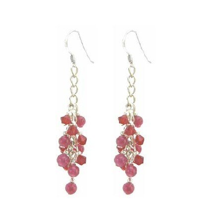 ERC646 Fabulous Stunning Earrings Sexy Red Crystals & Ruby Stone