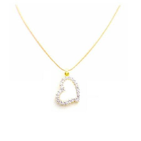N840 Floating Heart Diamond Heart With Micron 18k Gold Chain Exclusively Beautiful
