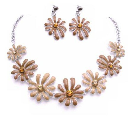 NS855 Unique Classic Stylish Jewelry In Latte Mocha Color Flower Jewelry