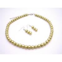 NS898 Shop Cheap Jewelry Inexpensive Wedding Pearls Pistachu Necklace Set