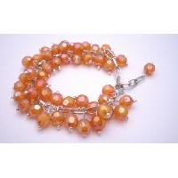 TB002 Bracelet Cluster Style AB Orange Beads Cluster Bracelet Soft Color