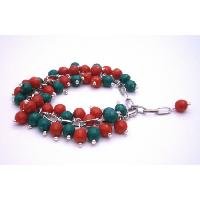 TB995 Christmas Gift Red & Green Cluster Bracelet Gorgeous Handmade Creation