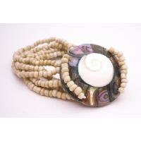 TB062 Beige Color Bracelet Shiva Eye Shell Bracelet w/ Beads Beads 7 Stranded Bracelet