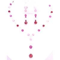 BRD136 Glimmering Party Jewelry Gorgeous Look In Fuschia Rose & Siam Crystals