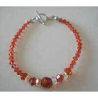 TB071 Fall Jewelery Burnt Orange Crystals Indian Red AB Crystals Bracelet