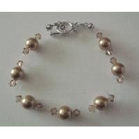 TB070 Bronze Pearls Bracelet Swarovski w/ Lite Colorado Crystals Bracelet