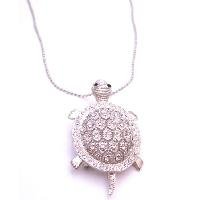 N918 Cute Silver Turtle Pendant Brooch Sparkling Like Real Diamond Gift To Your Love One