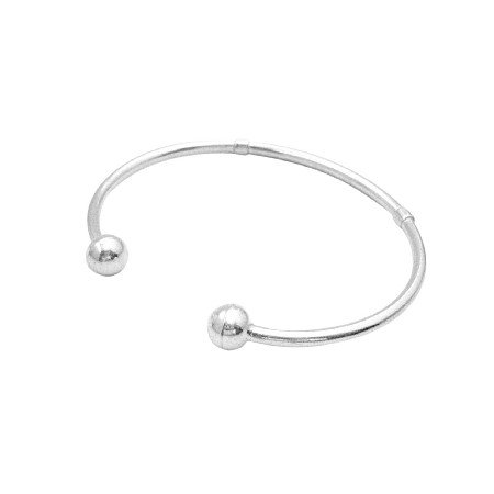 BR114 Sterling Silver Ball Ends Cuff Bracelet Mother Gift