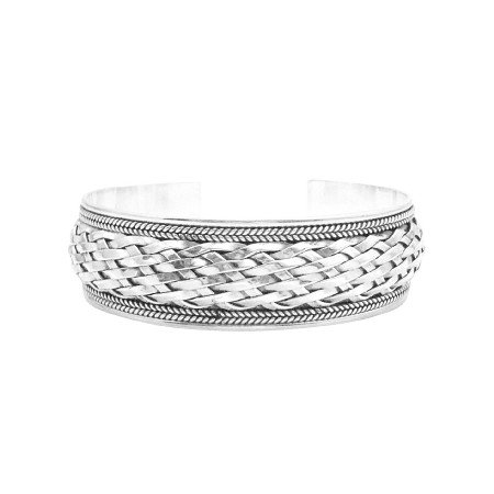 BR112 Sterling Silver Woven Solid Sterling Silver 925 Bracelet