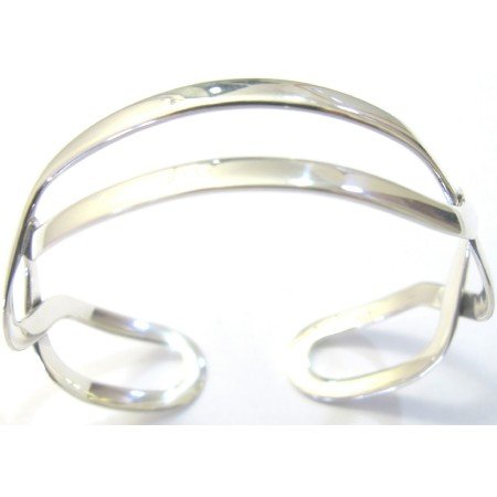 BR104 Sterling Silver Twisted Lanes Cuff Bracelet With 92.5 Stamped Sterling Silver