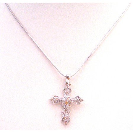 UNE291 Diamante Cross Pendant Sparkling Affordable Inexpensive Christmas Gift