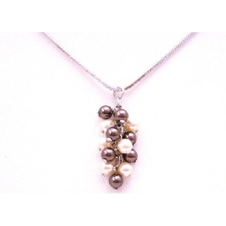 N910 Make it A Birthday To Remember Grape Bunch Brown Ivory Pearls Necklace