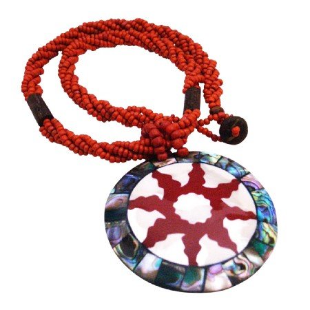 N902 Carved Shell Pendant Necklace Stunning Focal Jewelry