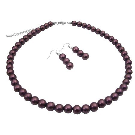 UNS004 Purple Synthetic Pearls Jewelry Necklace Set