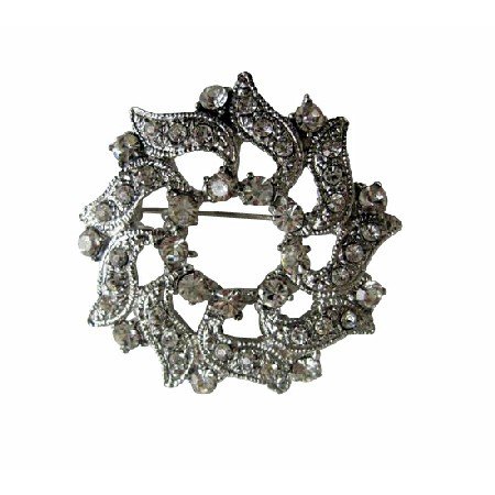 B076 Cubic Zircon Brooch Simulated Diamond Round Brooch Sparkling Brooch Pin
