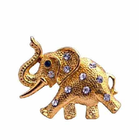 B200 Gold Elephant Brooch w/ Trunk Lift Elephant Brooch