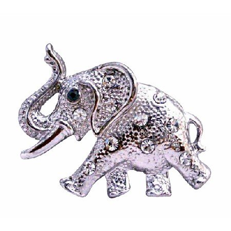 B199 Silver Elephant Jewelry Trunk Lift Elephant Brooch Silver Elephant Brooch