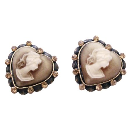 ERC660 Looking For Fine Cameo Earrings For Your Mother Sparkling Crystals Cameo Earrings